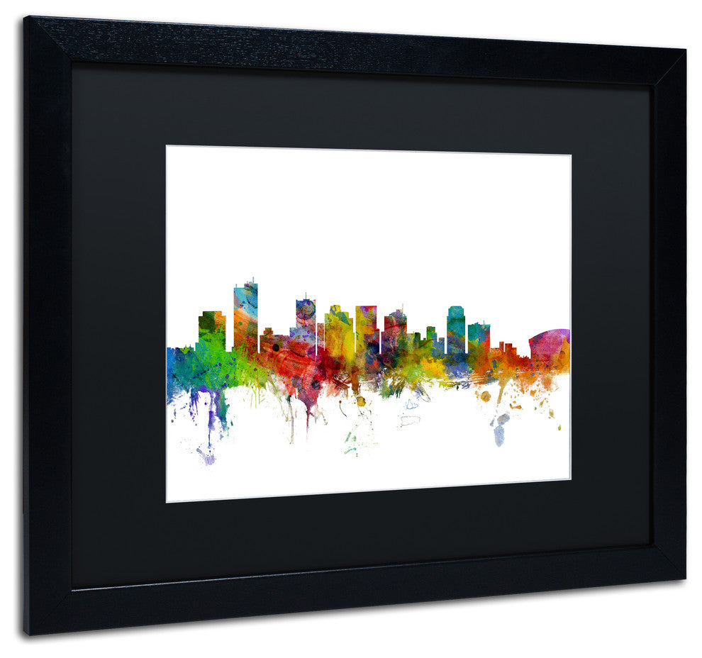 "Phoenix, Arizona Skyline" Matted Framed Canvas Art by Michael Tompsett