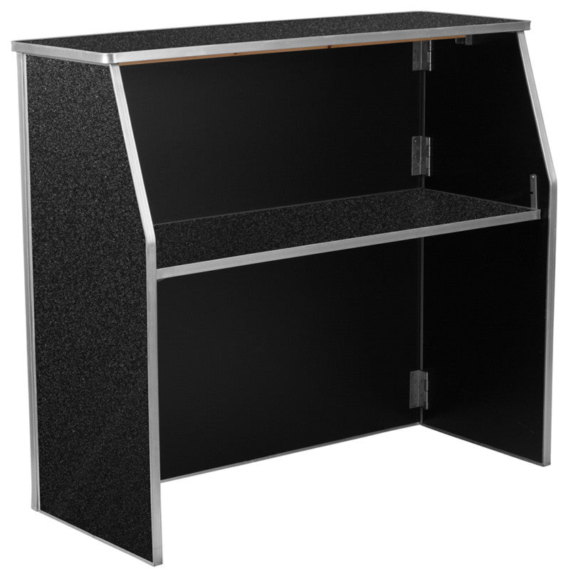 Contemporary 4' Black Marble Laminate Foldable Bar