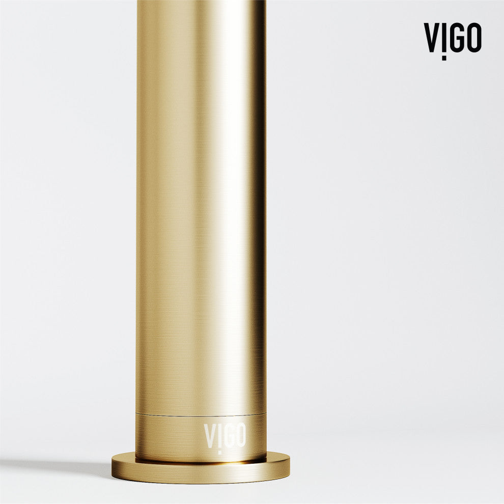 VIGO Ruxton 12" H Single Handle Single Hole Bathroom Vessel Faucet, Matte Brushed Gold