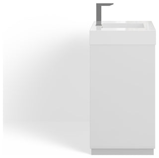 Boutique Bath Vanity, High Gloss White, 36", Single Sink, Freestanding