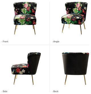 Accent Side Chair With Tufted Back, Black