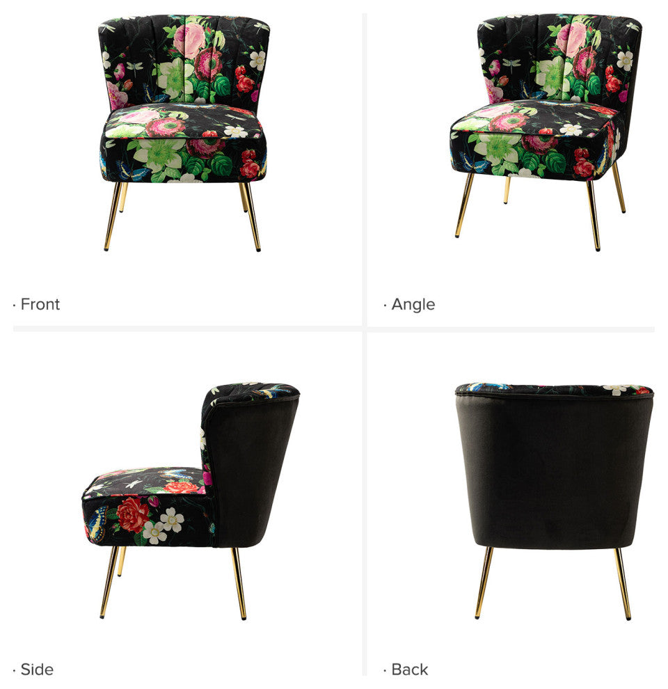 Accent Side Chair With Tufted Back, Black