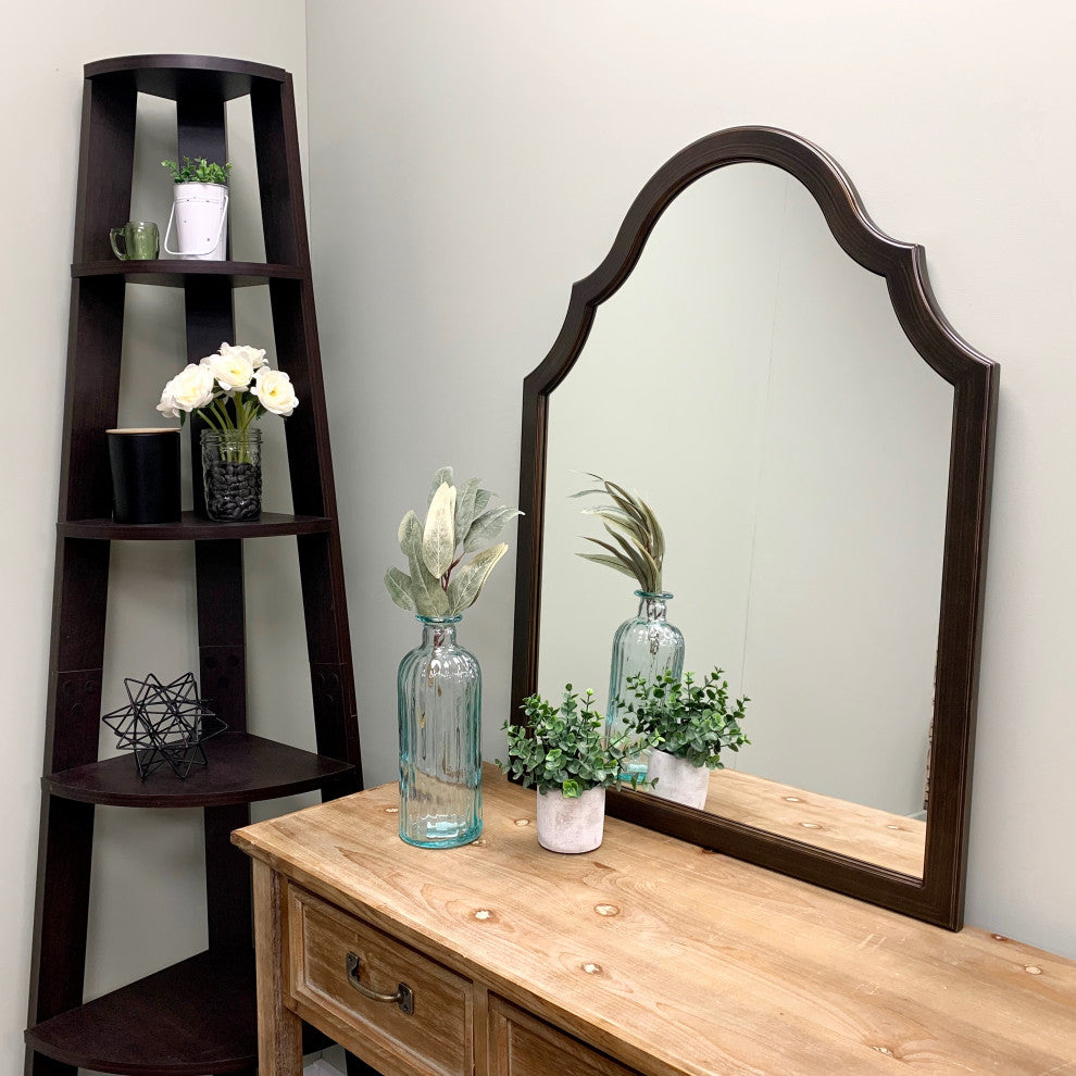 Pescara Framed Vanity Mirror, Peaks Cathedral, 24.4"x32.4", Rubbed Bronze