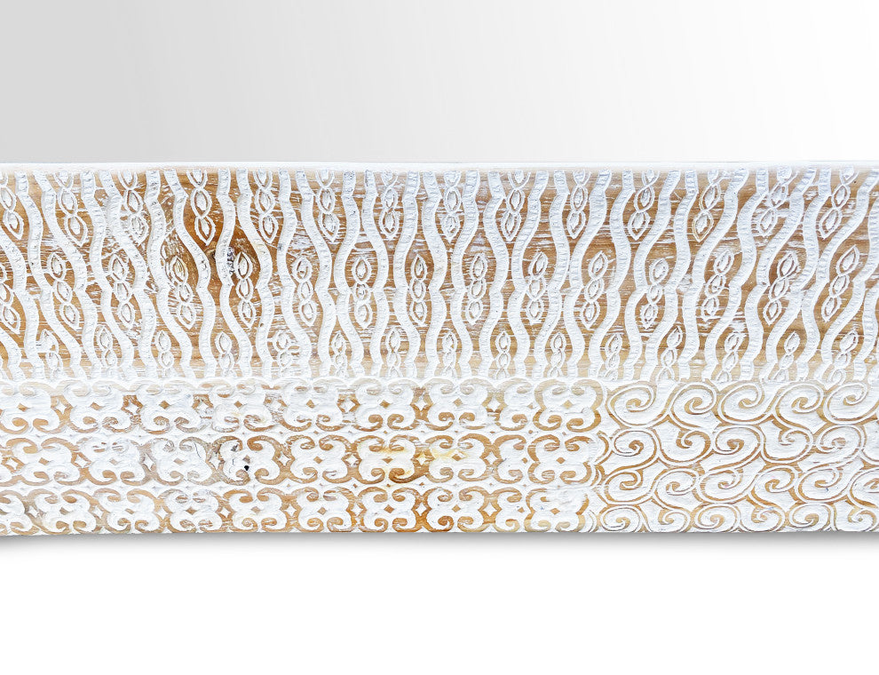 Large White Umbuka Carved Mirror