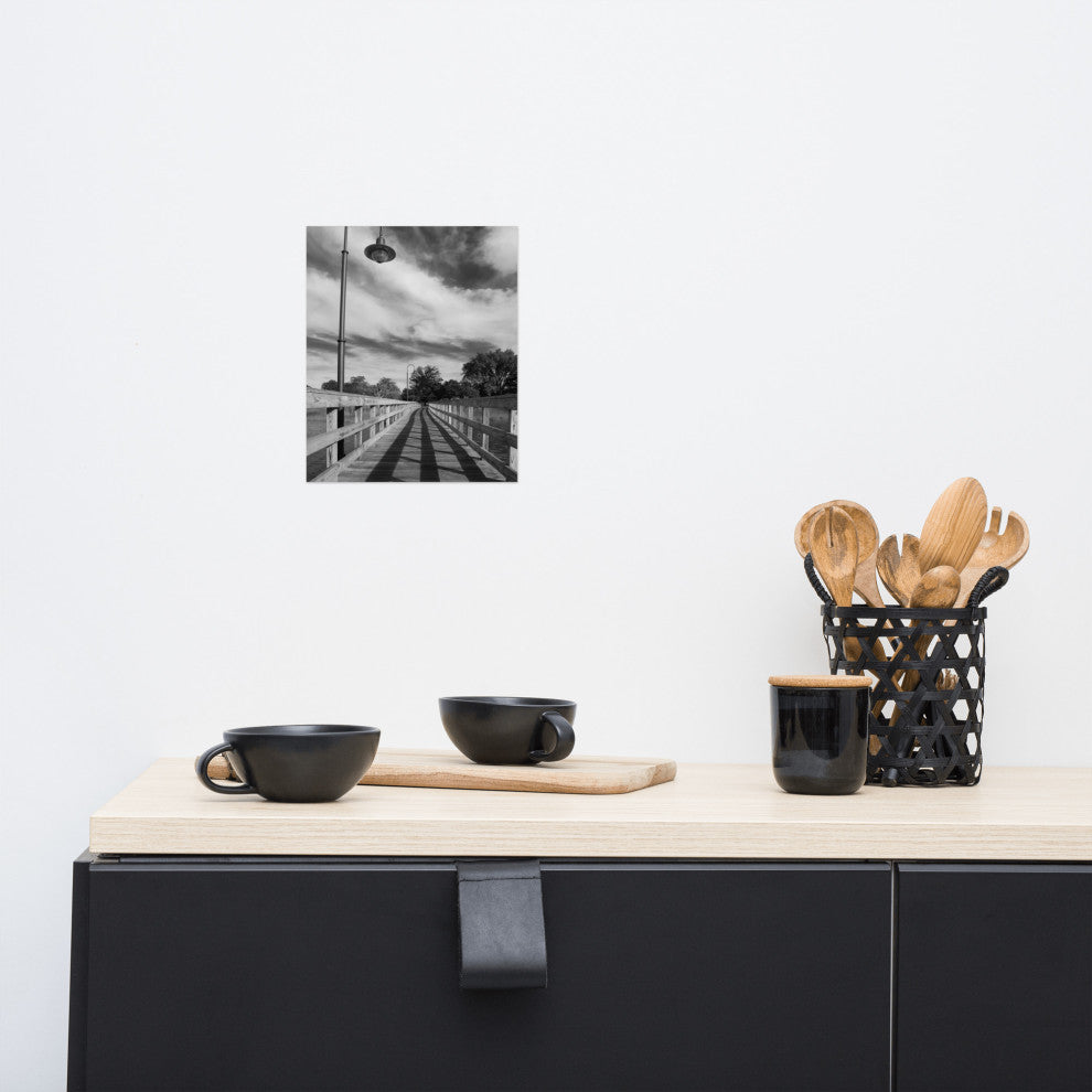 Follow the Lines Black & White Landscape Photo Unframed Wall Art Print, 8" X 10"