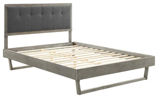 Willow King Wood Platform Bed With Angular Frame - Gray Charcoal...