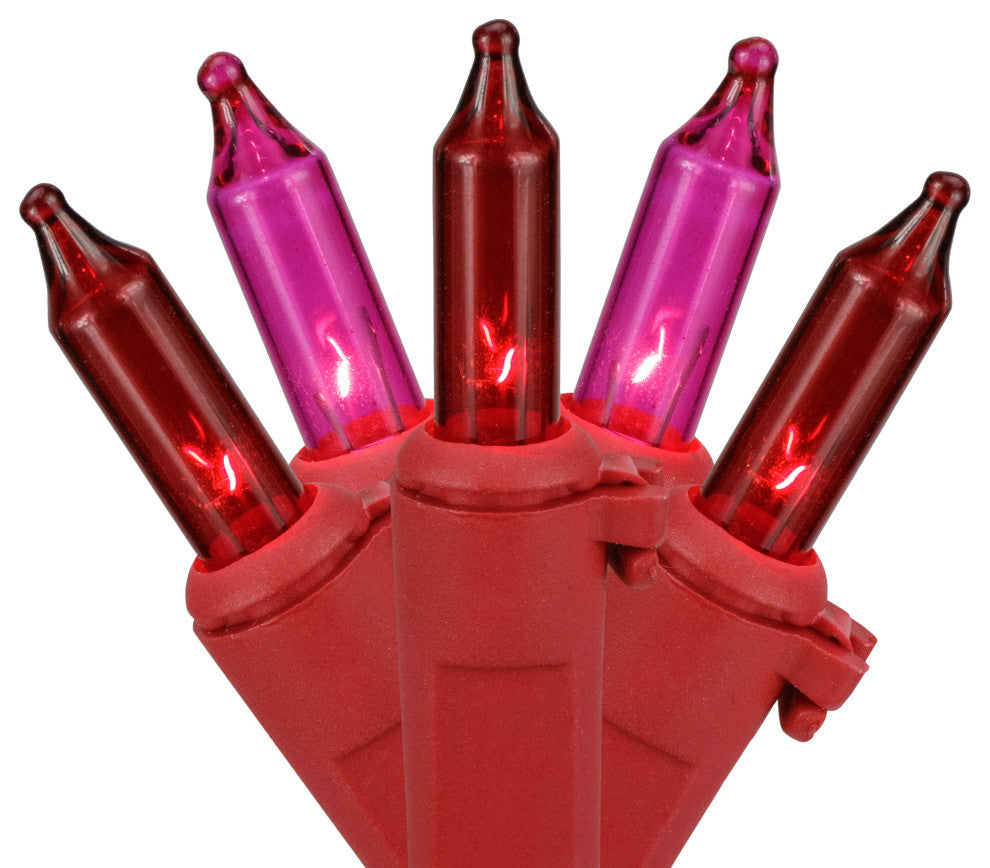 50ct Red & Pink Mini Valentine''s Day Light Set 10'' Red Wire