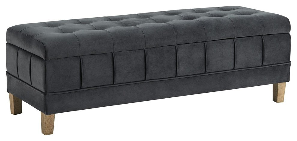 Picket House Jude Tufted Storage Ottoman, Gun Metal