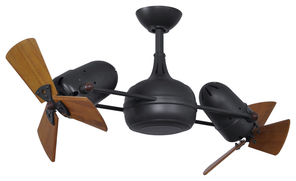 Dagny, Rotational Ceiling Fan, Matte Black Finish, Mahogany Tone Blades