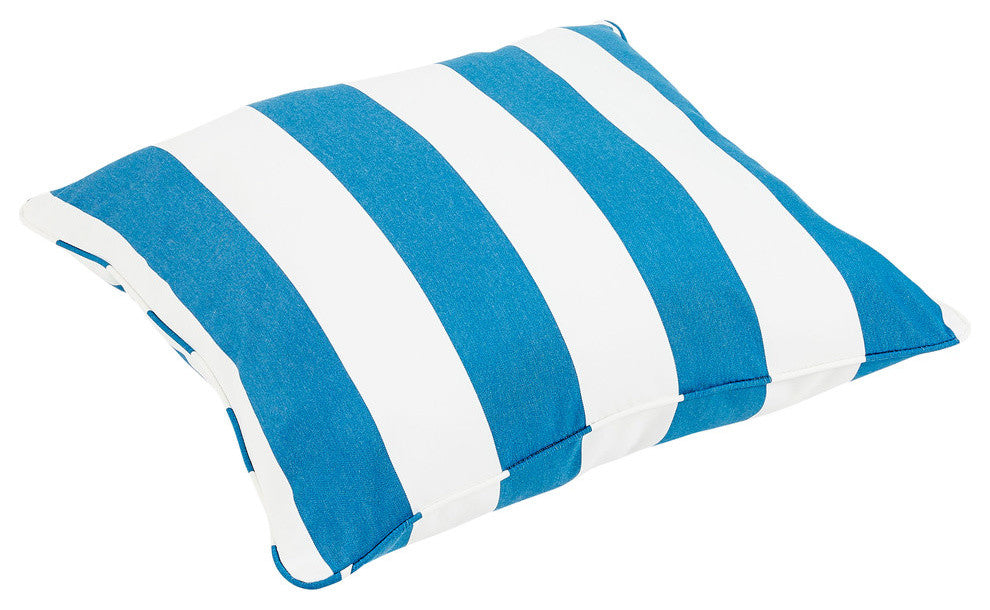 Cabana Sunbrella Indoor/Outdoor Square Floor Pillow, Blue and White