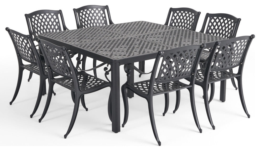 Freda Outdoor Aluminum 8 Seater Dining Set