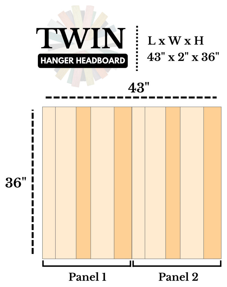 Handcrafted Headboard, Hanger Style, Golden Brown, Twin