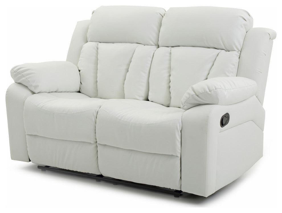Springfield Reclining Love Seat, White Faux Leather