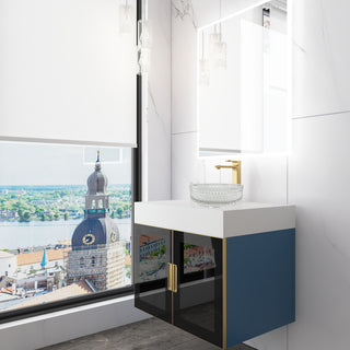 Modern Wall-Mount Vanity With Top & 14" Sink, Clear, 36"