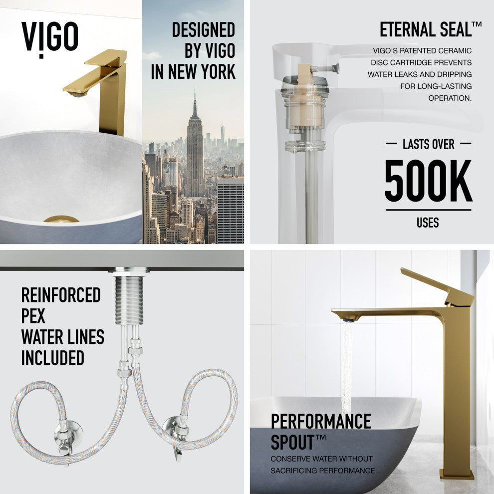 Ravenna 16"L x 16"W Concrete Vessel Sink and Dunn 11"H Faucet Set