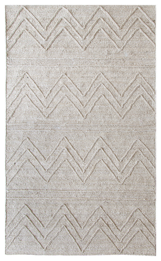 9' x 12' Kresty Ivory Chevron Braided Area Rug