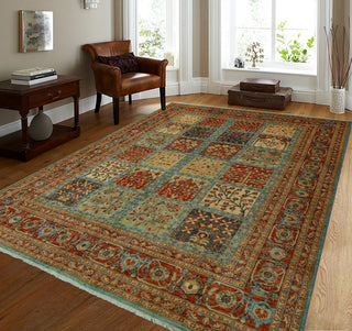 Handmade Aria Naeemah Blue/Rust Rug, 8'11x11'8