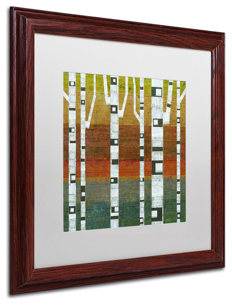 Michelle Calkins 'Birches' Matted Framed Art, 16x16