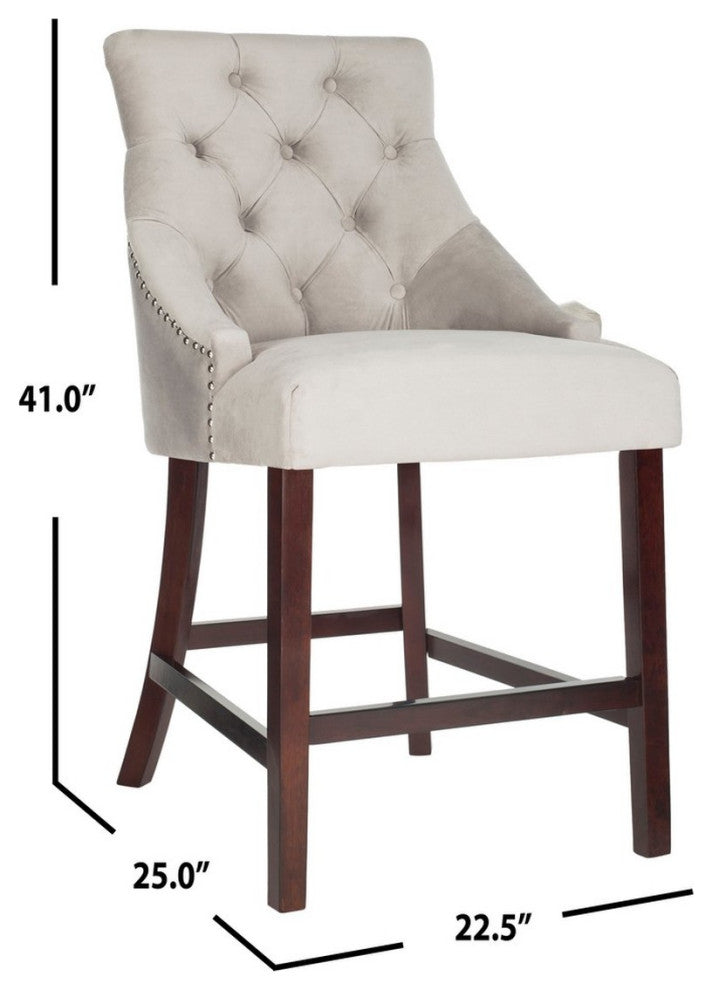 Safavieh Eleni Tufted Counterstool, Grey/Espresso