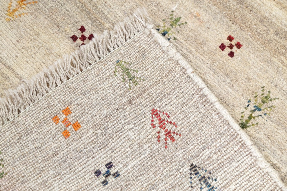 Consigned, Oriental Gabbeh Persian Style Area Rug Hand-Knotted, Beige, 4'9"X3'6"