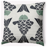 26x26" Big Fish Nautical Decorative Indoor Pillow, Sage