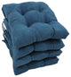 16" Solid Micro Suede Square Tufted Chair Cushions, Set of 4, Indigo