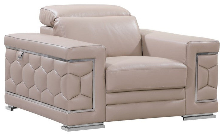 114" Modern Beige Leather Sofa Set