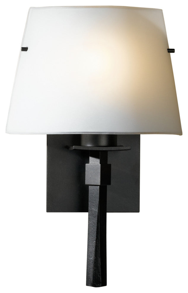 Beacon Hall Half Cone Glass Sconce, Dark Smoke Finish, Opal Glass