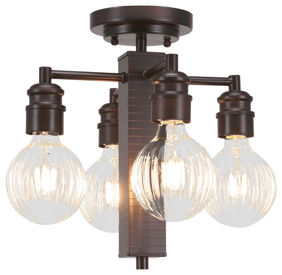Edge 4-Light Semi-Flush Mount, Espresso Finish with 4 Watt LED Bulb