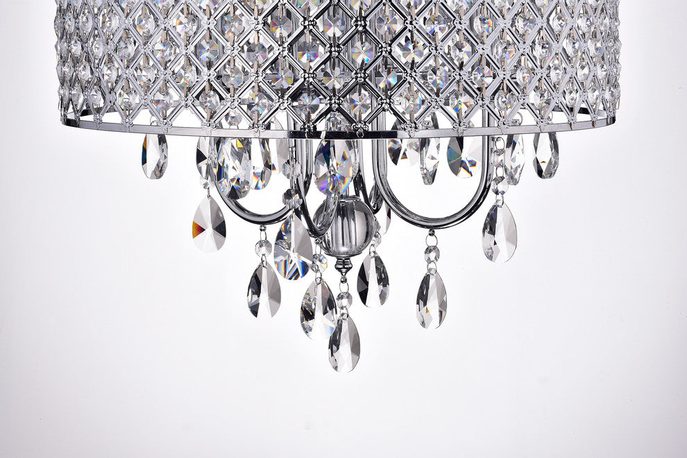 Marya 4-Light Chrome Round Beaded Drum Chandelier Hanging Crystals Glam