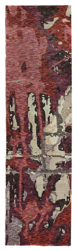 Elements Claret Impressions Red/Beige Area Rug, 2'3"x8'