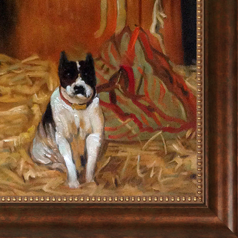 La Pastiche At The Stables, Horse and Dog, 1861 with Frame, 24 x 28