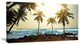 Rocky Tropical Beach with Palms, Seashore Canvas Art Print, 32"x16"