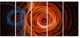 Brown Abstract Fractal Circles, Abstract Canvas Art Print, 60"x28", 5 Panels