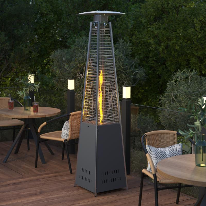 Sol Patio Outdoor Stainless Steel Pyramid 42,000 BTU Propane Heater With Wheels, Slate Gray