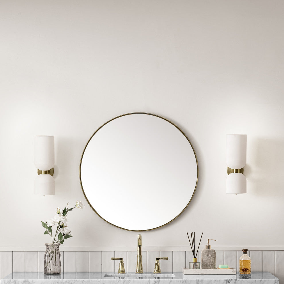 Rohe 30" Round Mirror, Champagne Brass