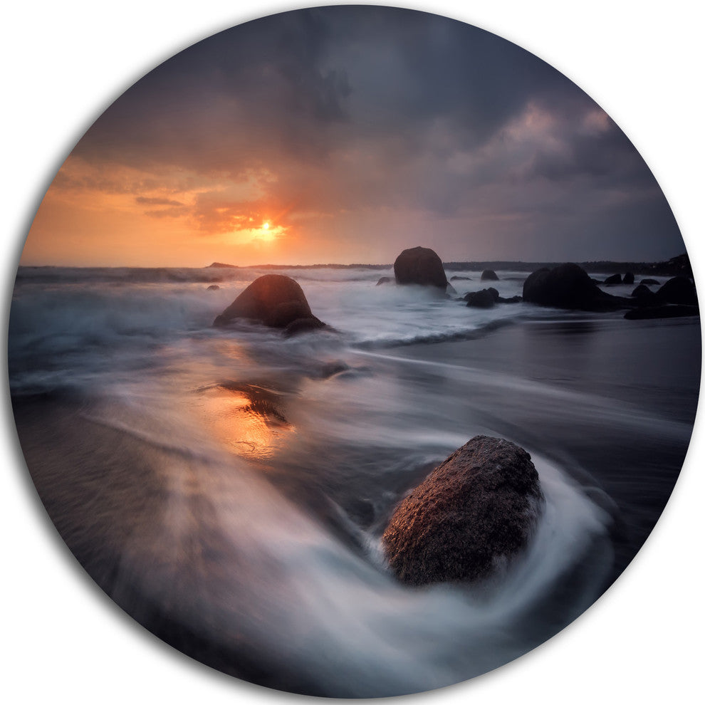 Sunrise In Burgas Bay Near Atia, Seascape Round Wall Art, 11"