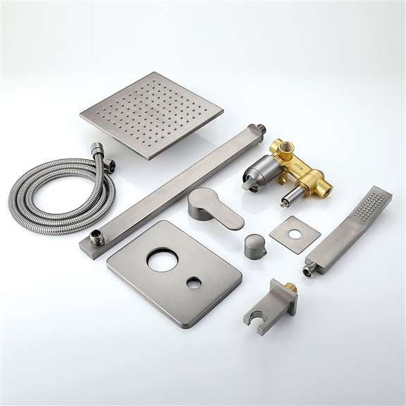FontanaShowers Single Handle Thermostatic Valve Brushed Nickel Wall Mount Shower