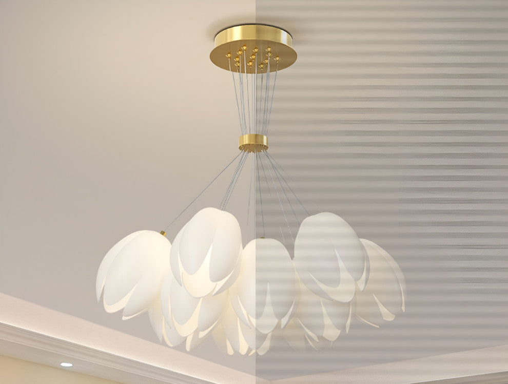 Idro | Modern Ceiling Chandelier in the Shape of Flower for Bedroom, Dining Room, 13 Heads, Trichromatic Light