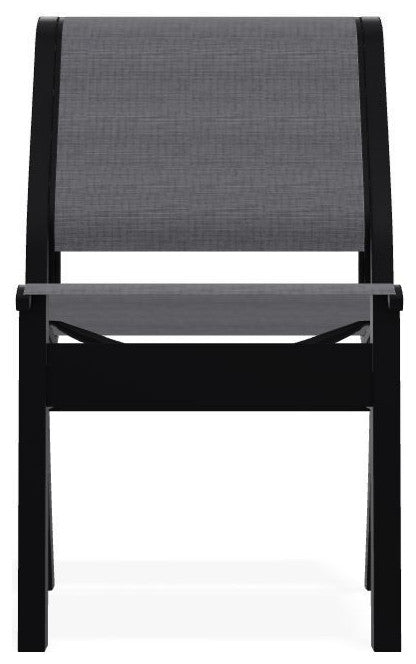 Leeward Sling Stackable Outdoor Dining Chair, Augustine Pewter/Black