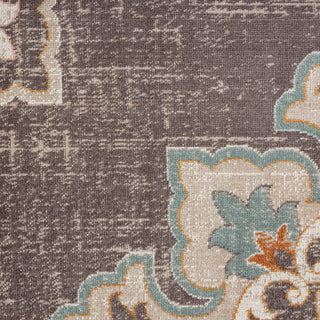 Rustic Transitional Medallion Woven Indoor Outdoor Rug, 5'3"x7'10"