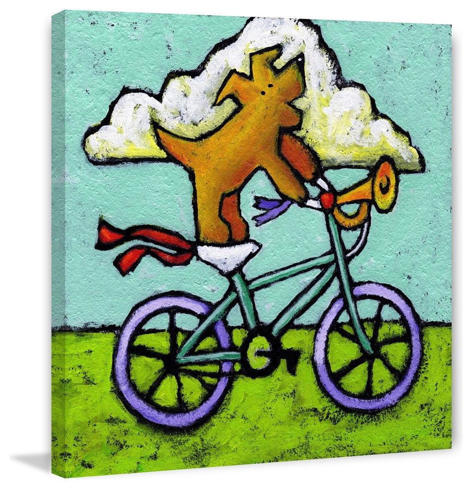 Marmont Hill, "Acrobat Dog Bike Antics" by Janet Nelson on Wrapped Canvas, 24x24