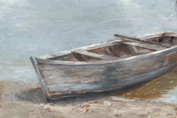 "Whitewashed Boat II" Painting Print on Wrapped Canvas, 18"x12"