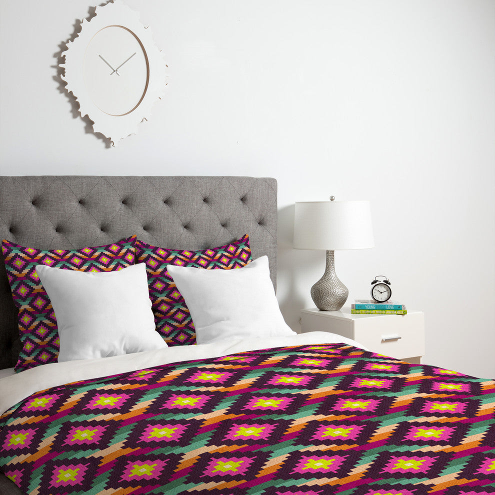Deny Designs Bianca Green Aztec Diamonds Hammock Duvet Cover - Lightweight