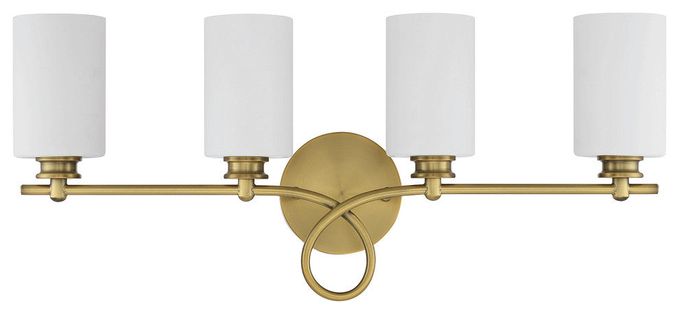 Savoy House Woodbury 8-530-4-322 Four Light Bath Bar, Warm Brass