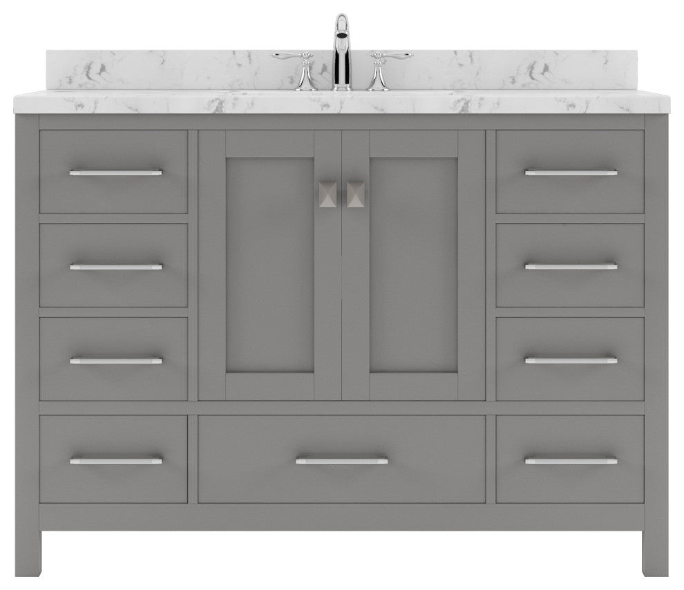 Caroline Avenue 48" Bath Vanity, Gray With Marble Quartz Top