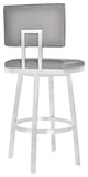 Callisto 26" Counter Stool, Brushed Stainless Steel & Gray Faux Leather