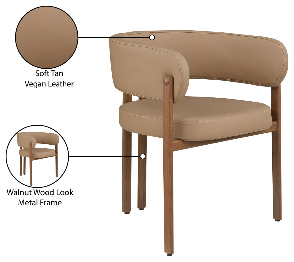 Gideon Black Faux Leather Dining Chair (Set of 2), Tan, Walnut Finish