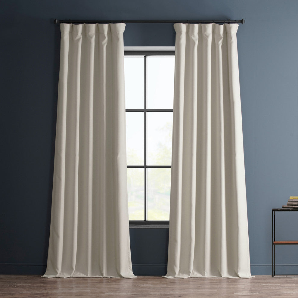 Faux Linen Darkening Curtain Single Panel, Birch, 50"x108"