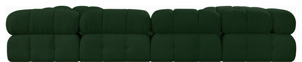 Ames Boucle Fabric U-Shaped Modular Sectional, Green, 8-Piece: 4 Armless Chair, 4 Corner Chair